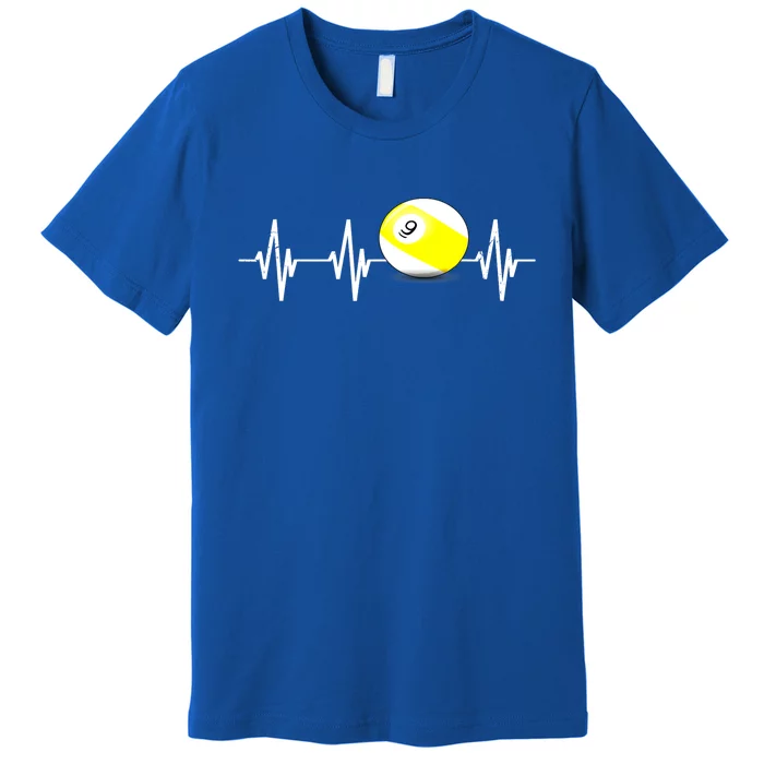 Funny Billiard Heartbeat Pool 9 Ball Billiard Balls Gift Ideas For Fan Premium T-Shirt