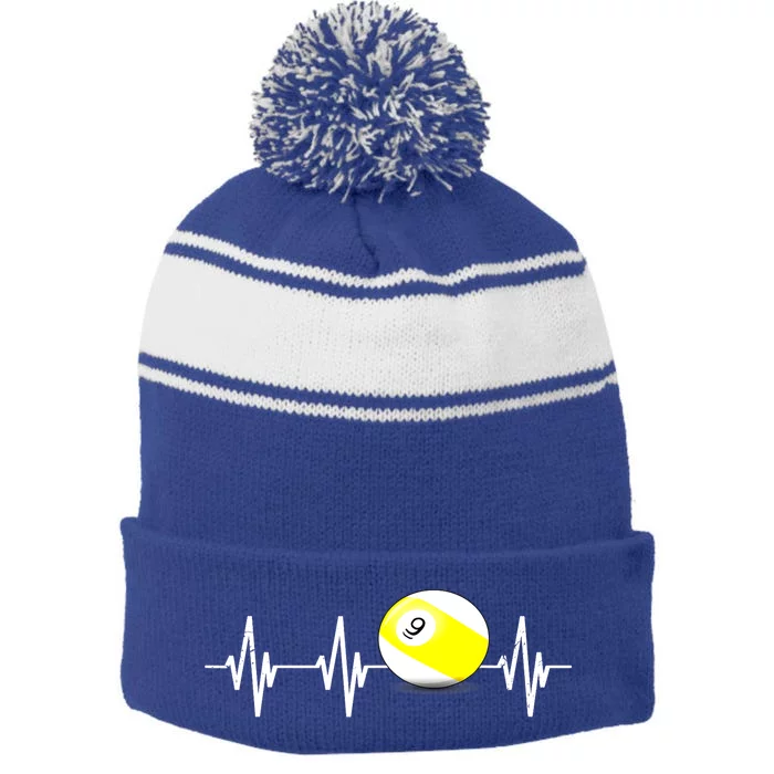 Funny Billiard Heartbeat Pool 9 Ball Billiard Balls Gift Ideas For Fan Stripe Pom Pom Beanie