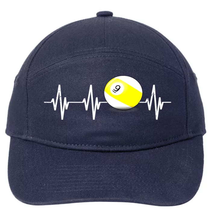 Funny Billiard Heartbeat Pool 9 Ball Billiard Balls Gift Ideas For Fan 7-Panel Snapback Hat