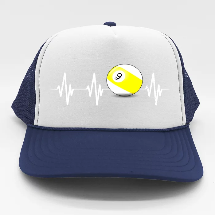 Funny Billiard Heartbeat Pool 9 Ball Billiard Balls Gift Ideas For Fan Trucker Hat