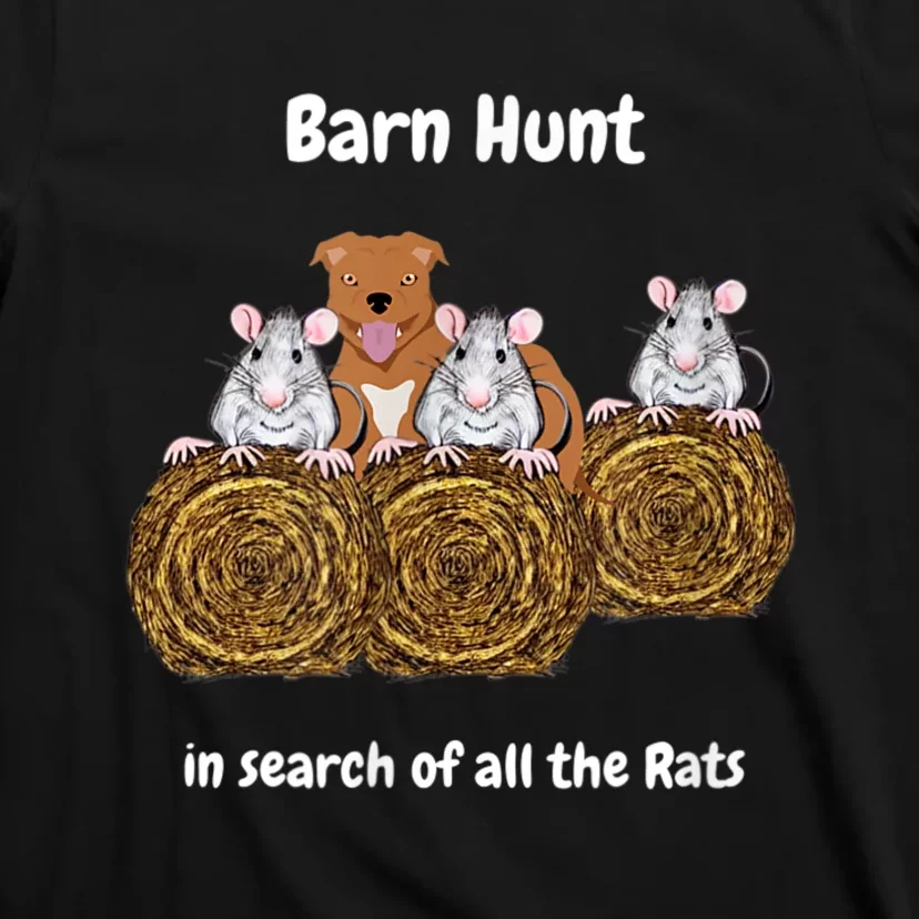 Funny Barn Hunt In Search Of Rats Red Staff Bull Terrier T-Shirt