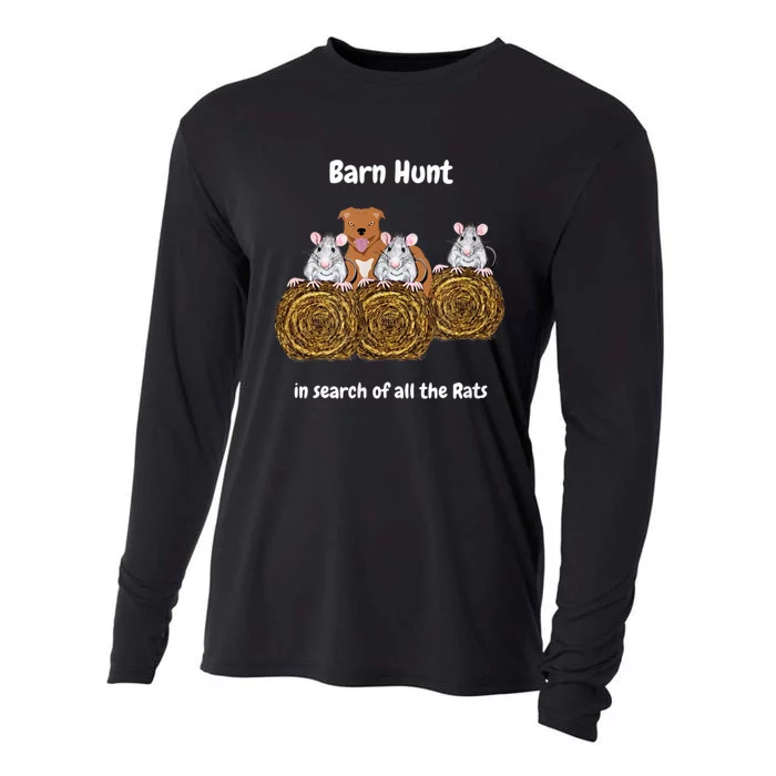 Funny Barn Hunt In Search Of Rats Red Staff Bull Terrier Cooling Performance Long Sleeve Crew