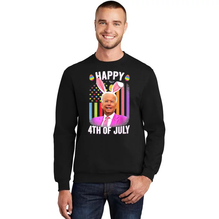 Funny Biden Happy 4th Of July Confused Easter Biden Bunny Tall Sweatshirt