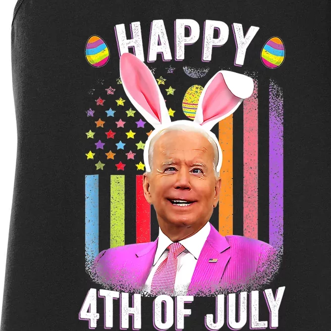 Funny Biden Happy 4th Of July Confused Easter Biden Bunny Women's Racerback Tank