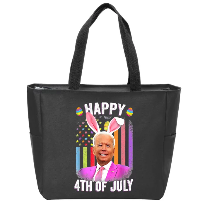 Funny Biden Happy 4th Of July Confused Easter Biden Bunny Zip Tote Bag