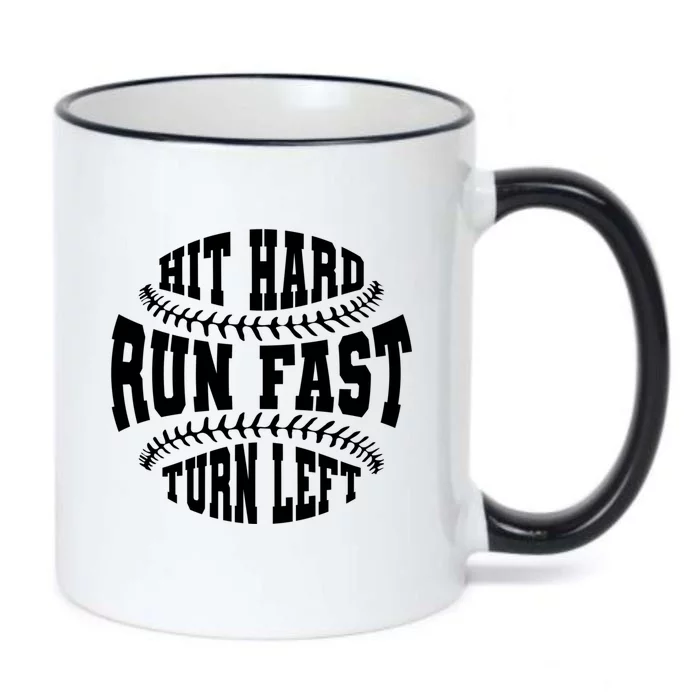 Funny Baseballer Hit Hard Run Fast Turn Left Baseball Sport Gift Black Color Changing Mug