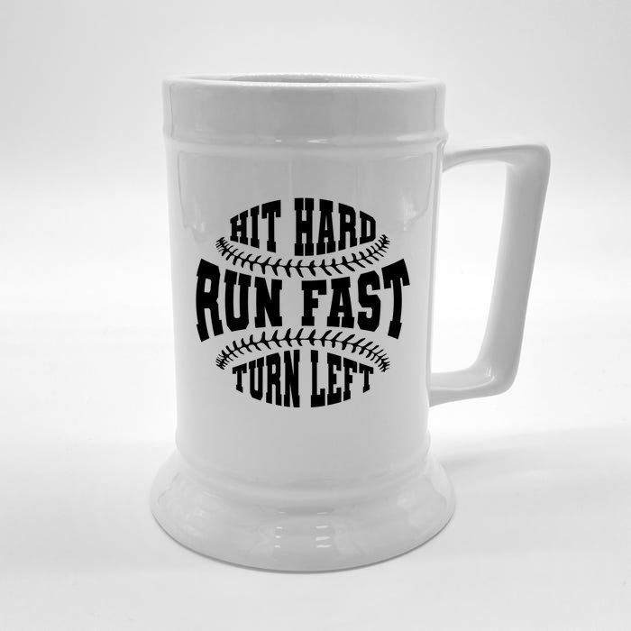 Funny Baseballer Hit Hard Run Fast Turn Left Baseball Sport Gift Front & Back Beer Stein