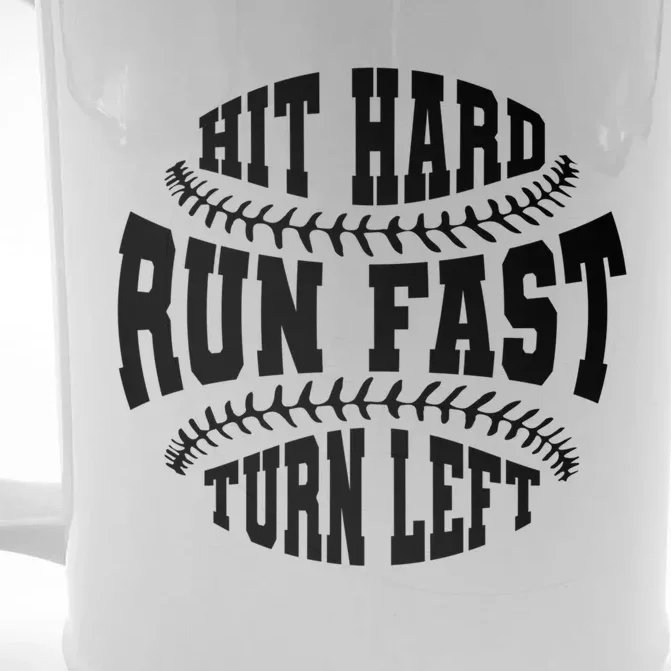 Funny Baseballer Hit Hard Run Fast Turn Left Baseball Sport Gift Front & Back Beer Stein