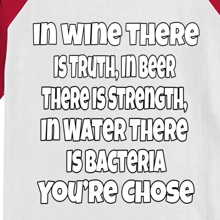 Funny Beer In Wine There Is Truth In Beer There Is Strength Gift Kids Colorblock Raglan Jersey