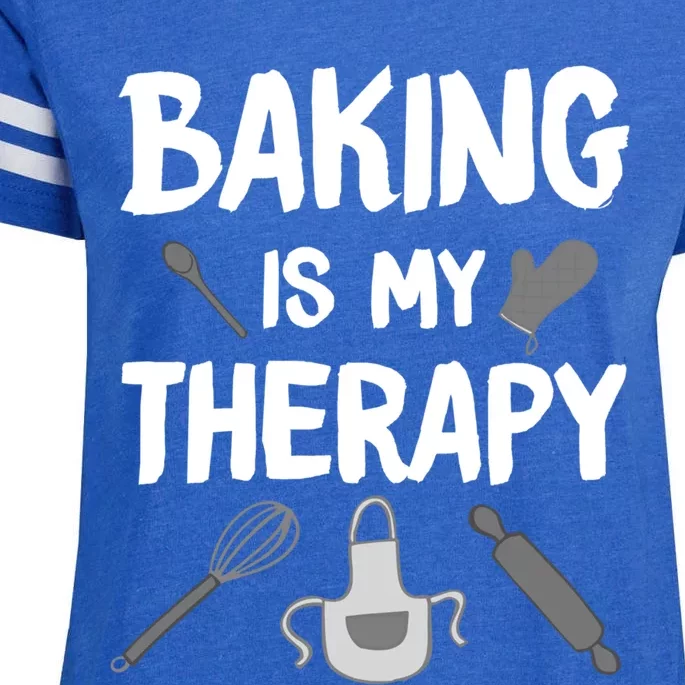 Funny Baking Is My Therapy For Baking Lover Baker Gift Enza Ladies Jersey Football T-Shirt