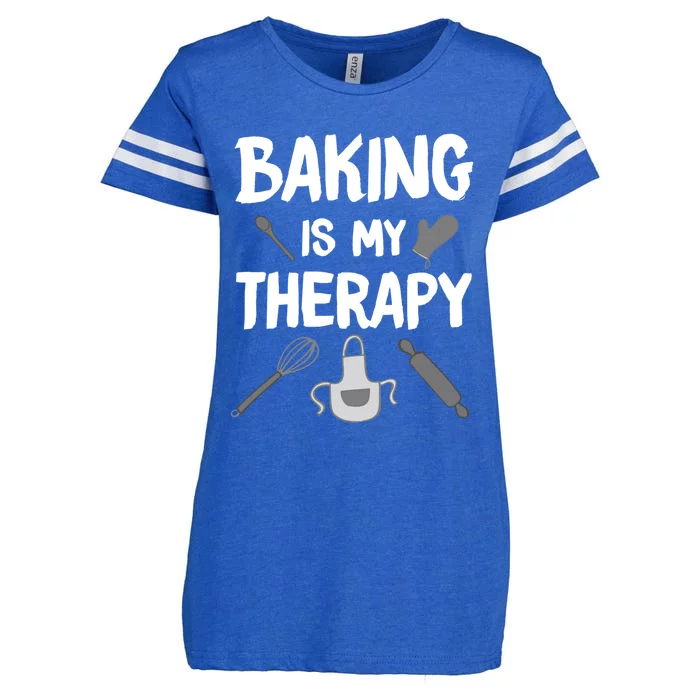 Funny Baking Is My Therapy For Baking Lover Baker Gift Enza Ladies Jersey Football T-Shirt