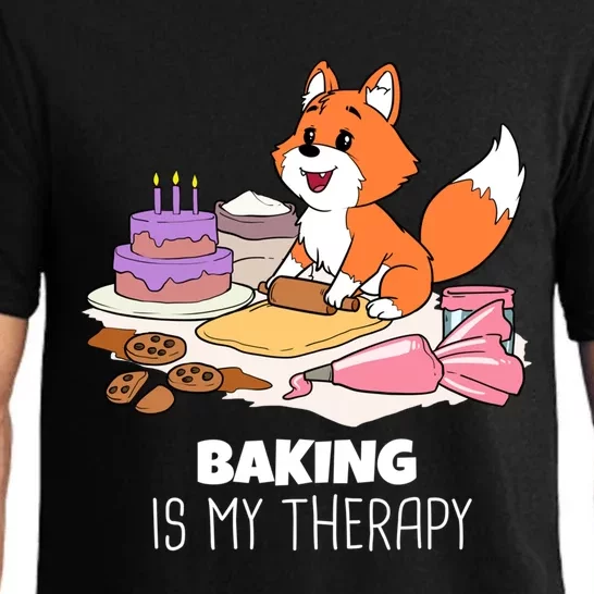 Funny Baking Is My Therapy Fox Pastry Cake Confectioner Fox Meaningful Gift Pajama Set