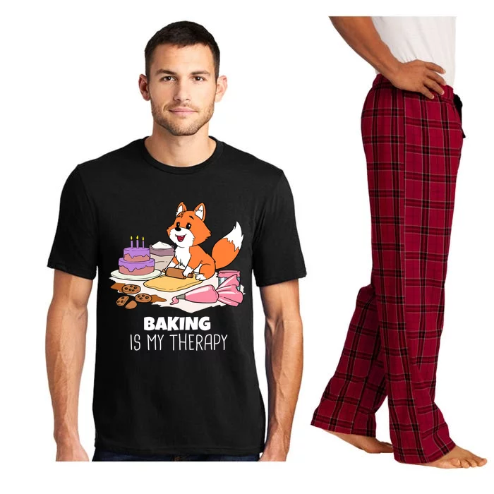 Funny Baking Is My Therapy Fox Pastry Cake Confectioner Fox Meaningful Gift Pajama Set