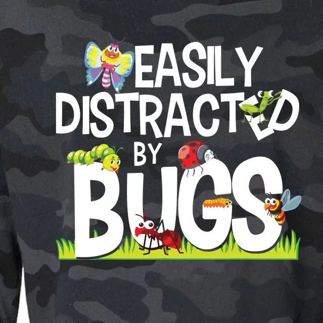 Funny Bug Insects Easily Distracted By Bugs Science Cropped Pullover Crew