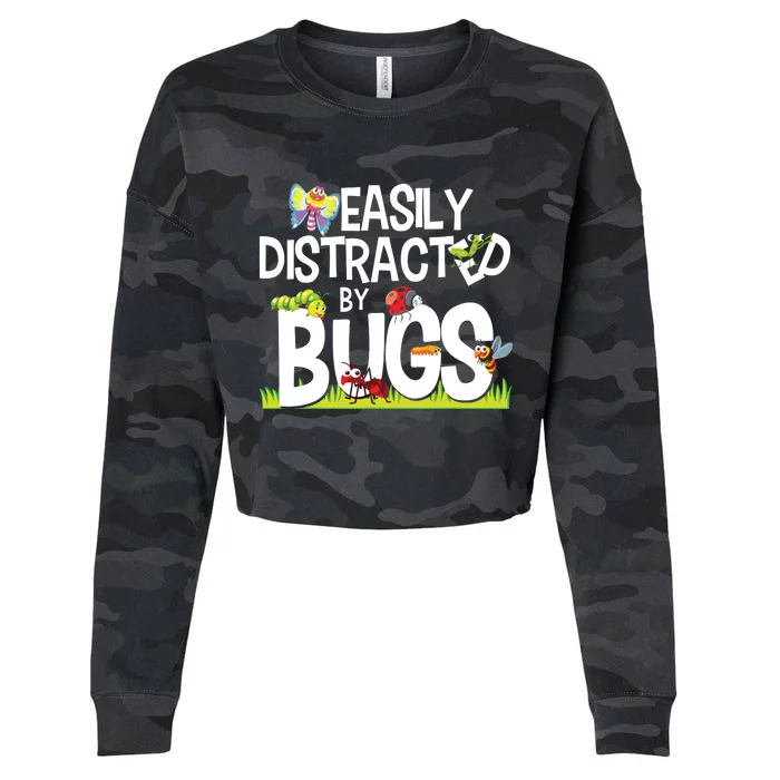 Funny Bug Insects Easily Distracted By Bugs Science Cropped Pullover Crew