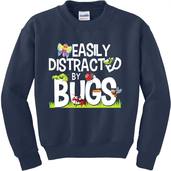 Funny Bug Insects Easily Distracted By Bugs Science Kids Sweatshirt