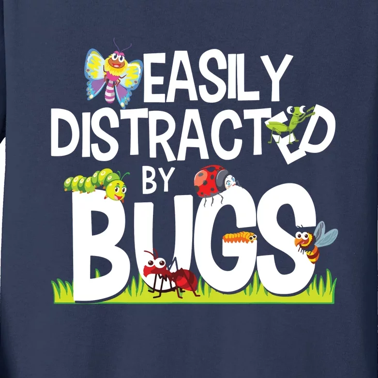 Funny Bug Insects Easily Distracted By Bugs Science Kids Long Sleeve Shirt