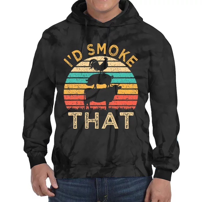 Funny BBQ Id Smoke That Barbeque Retro Grilling Tie Dye Hoodie