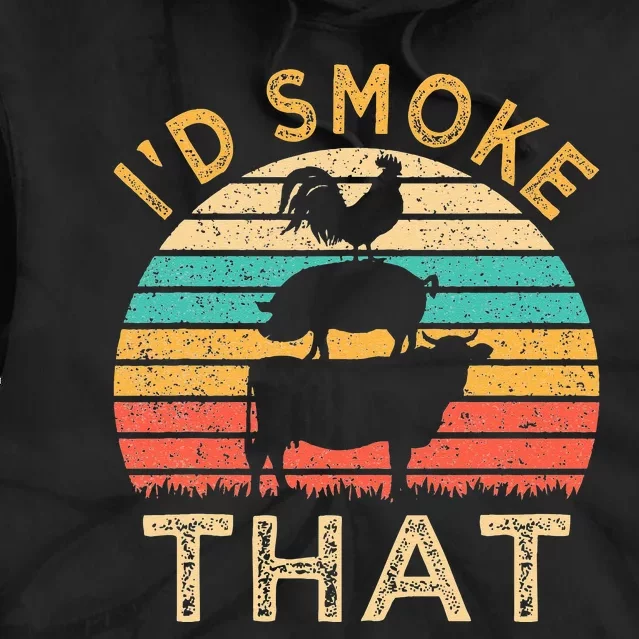 Funny BBQ Id Smoke That Barbeque Retro Grilling Tie Dye Hoodie