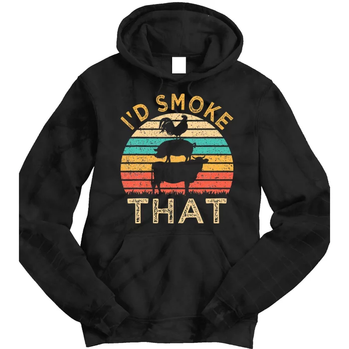 Funny BBQ Id Smoke That Barbeque Retro Grilling Tie Dye Hoodie