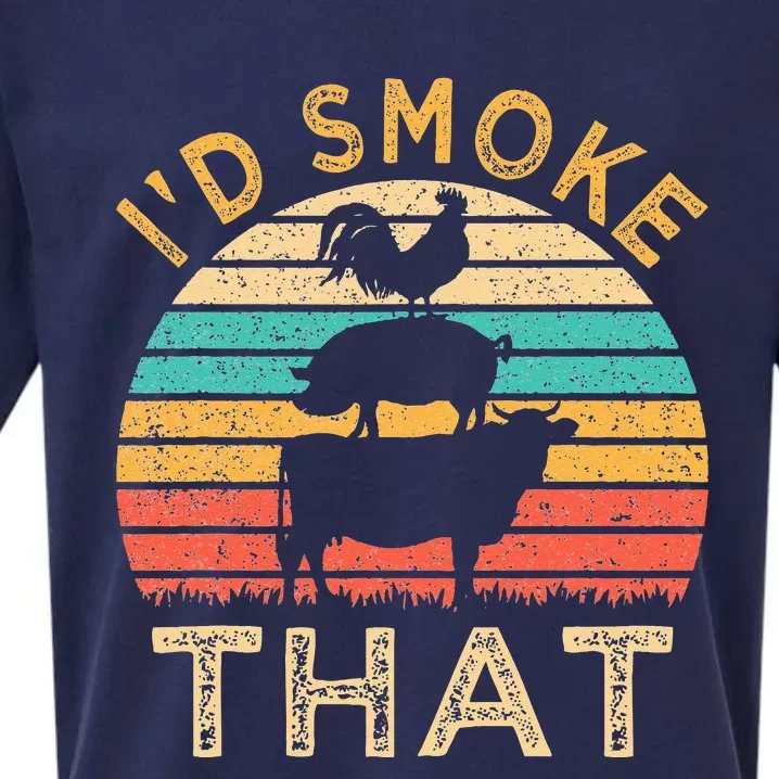 Funny BBQ Id Smoke That Barbeque Retro Grilling Sueded Cloud Jersey T-Shirt