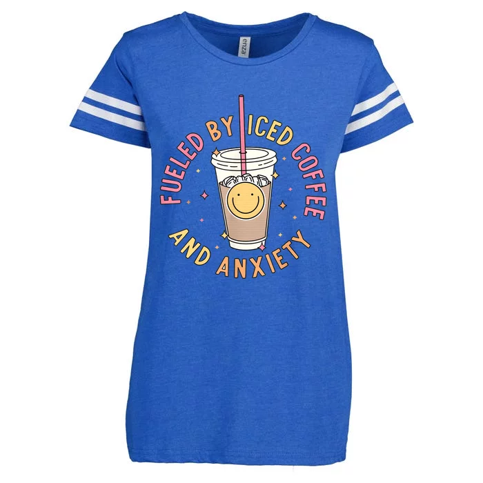 Fueled By Iced Coffee And Anxiety Mental Health Awareness Enza Ladies Jersey Football T-Shirt