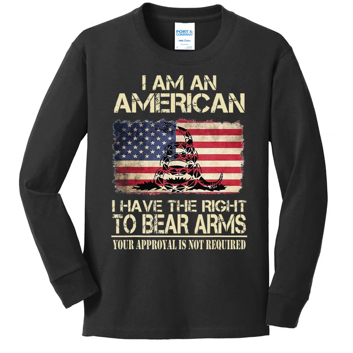 Funny Bïden I Am An American I Have The Right To Bear Arms Kids Long Sleeve Shirt