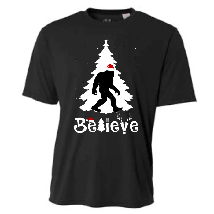 Funny Believe In Sasquatch Christmas Cooling Performance Crew T-Shirt