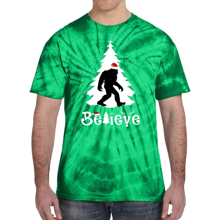 Funny Believe In Sasquatch Christmas Tie-Dye T-Shirt