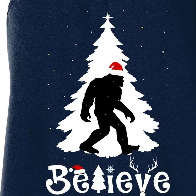 Funny Believe In Sasquatch Christmas Women's Racerback Tank