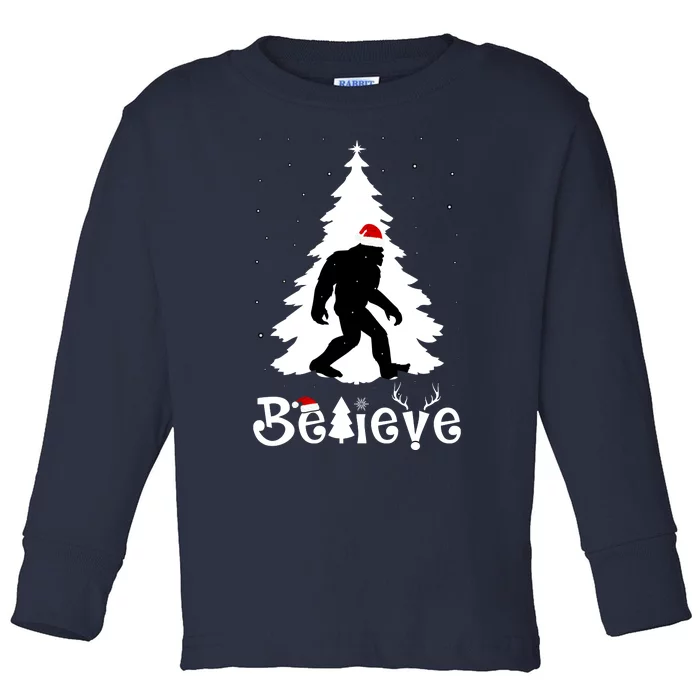 Funny Believe In Sasquatch Christmas Toddler Long Sleeve Shirt