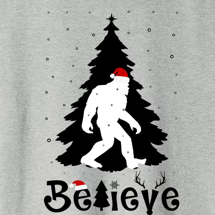 Funny Believe In Sasquatch Christmas Women's Crop Top Tee