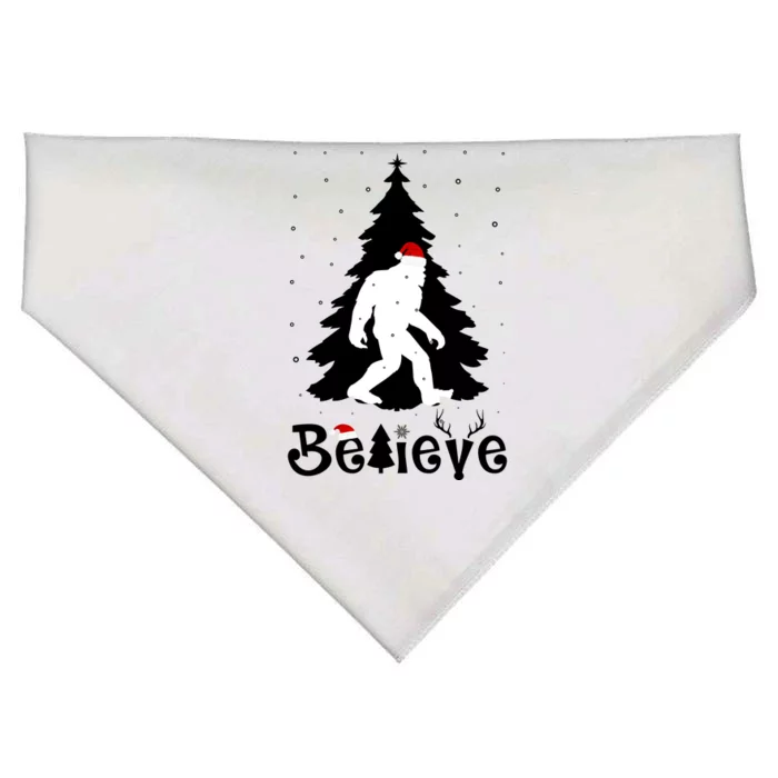 Funny Believe In Sasquatch Christmas USA-Made Doggie Bandana