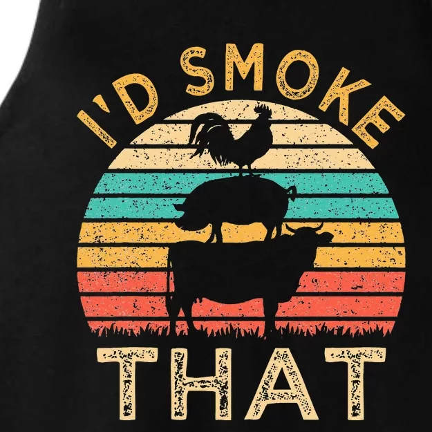 Funny BBQ Id Smoke That Barbeque Retro Grilling Ladies Tri-Blend Wicking Tank