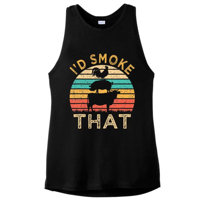 Funny BBQ Id Smoke That Barbeque Retro Grilling Ladies Tri-Blend Wicking Tank