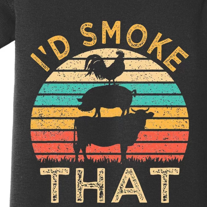 Funny BBQ Id Smoke That Barbeque Retro Grilling Baby Bodysuit