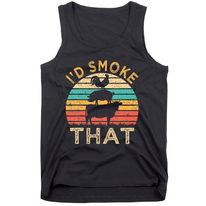 Funny BBQ Id Smoke That Barbeque Retro Grilling Tank Top