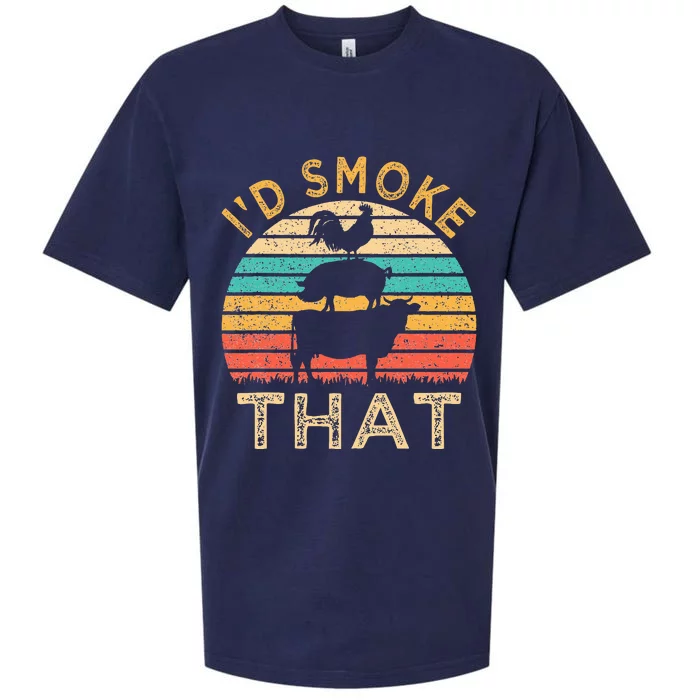 Funny BBQ Id Smoke That Barbeque Retro Grilling Sueded Cloud Jersey T-Shirt