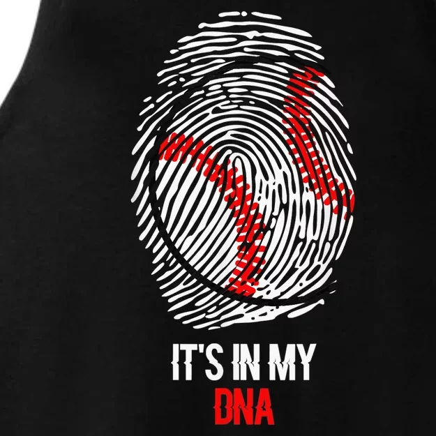 Funny Baseball It's In My DNA Fingerprint Ladies Tri-Blend Wicking Tank