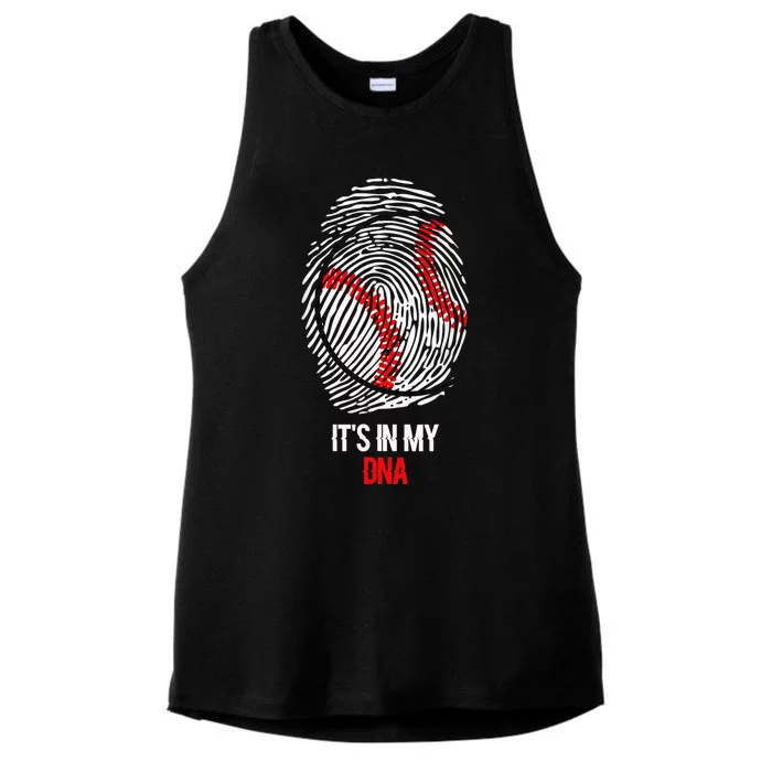 Funny Baseball It's In My DNA Fingerprint Ladies Tri-Blend Wicking Tank