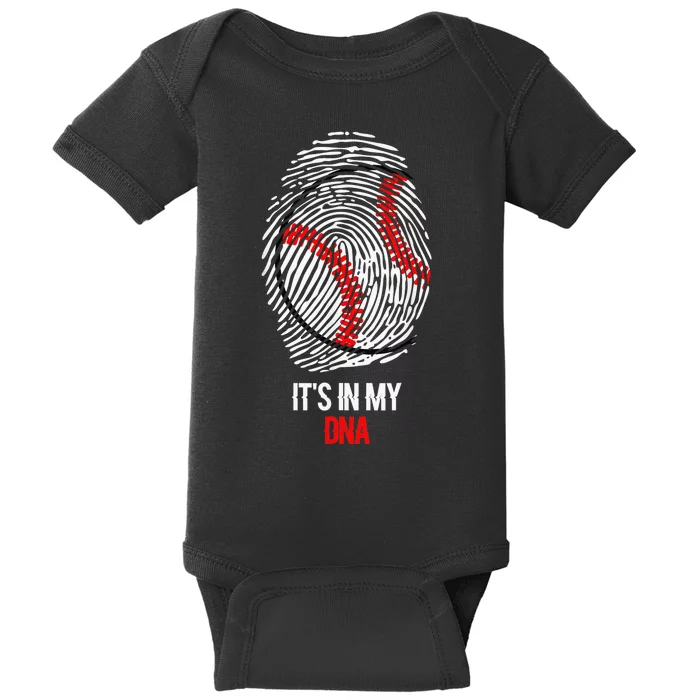 Funny Baseball It's In My DNA Fingerprint Baby Bodysuit