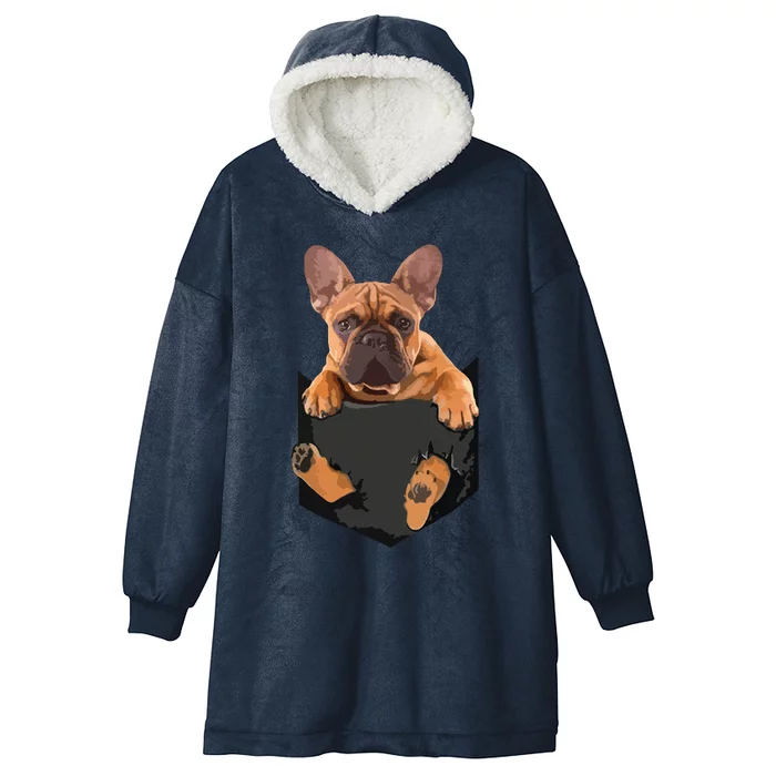 French Bulldog In A Pocket Mid Dog Inside Me Hooded Wearable Blanket