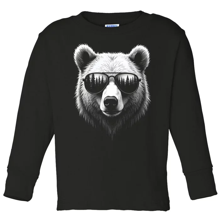 Funny Bear In Sunglasses Bears Toddler Long Sleeve Shirt