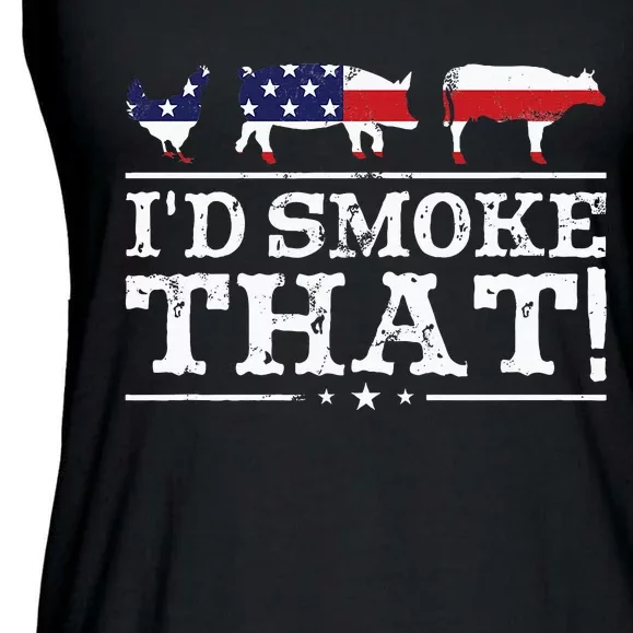 Funny Bbq Id Smoke That Meat Pitmaster Ladies Essential Flowy Tank