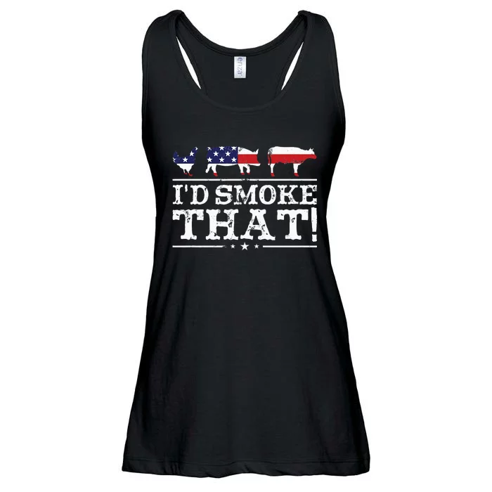 Funny Bbq Id Smoke That Meat Pitmaster Ladies Essential Flowy Tank