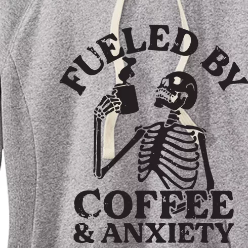 Fueled By Iced Coffee And Anxiety Funny Coffee Lover Women's Fleece Hoodie