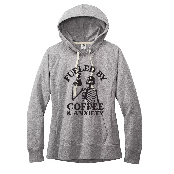 Fueled By Iced Coffee And Anxiety Funny Coffee Lover Women's Fleece Hoodie