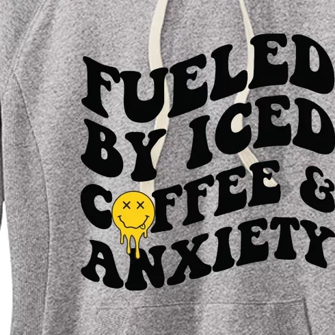 Fueled By Iced Coffee And Anxiety Mental Health On Back Women's Fleece Hoodie