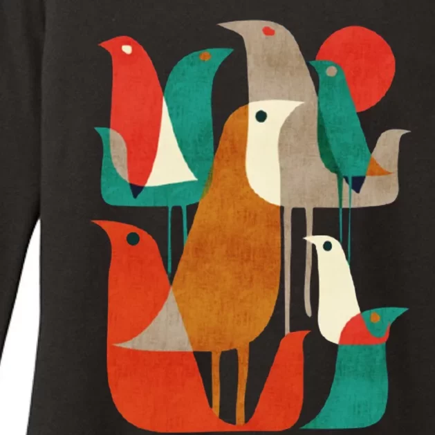 Flock Bird Illustration Womens CVC Long Sleeve Shirt