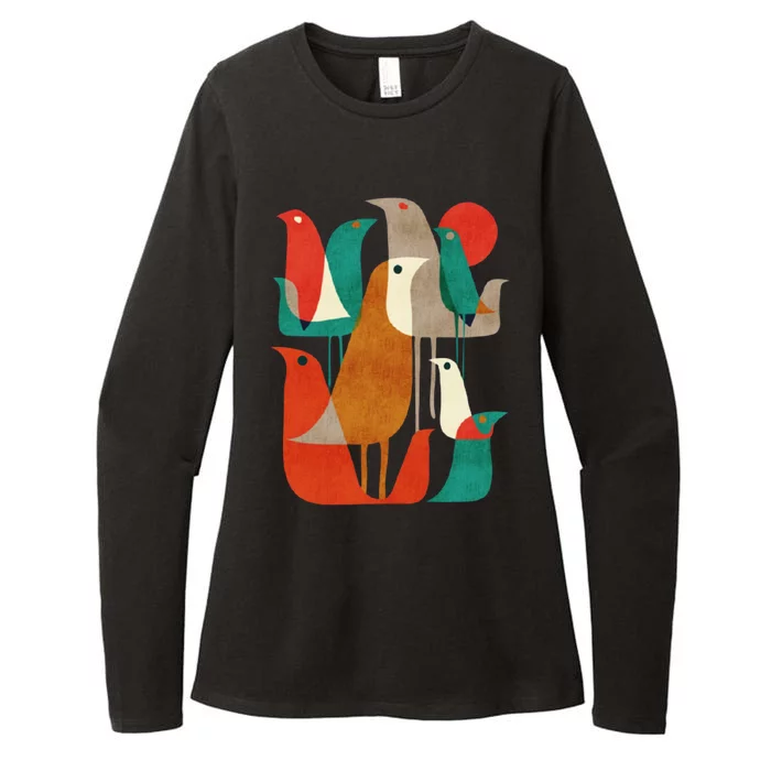 Flock Bird Illustration Womens CVC Long Sleeve Shirt